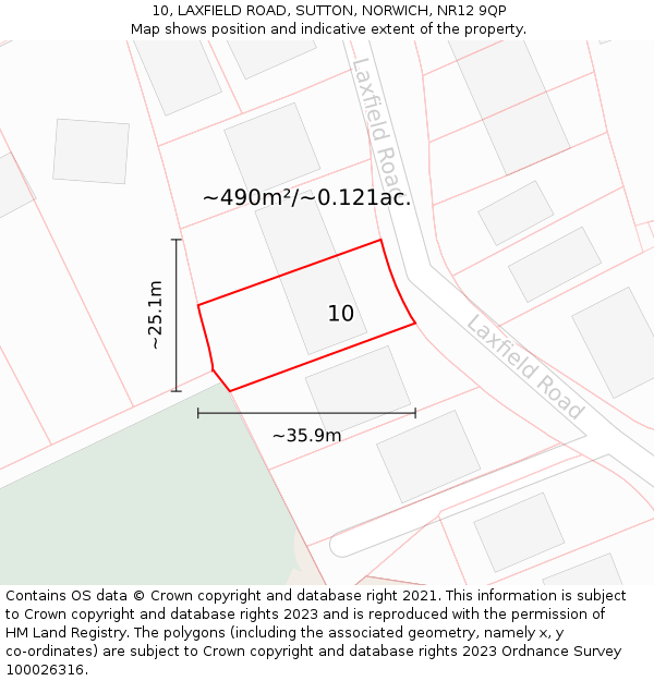 10, LAXFIELD ROAD, SUTTON, NORWICH, NR12 9QP: Plot and title map