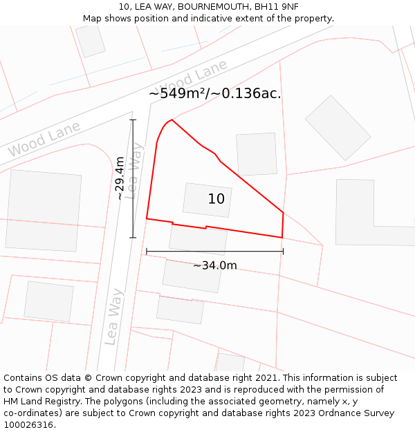 10, LEA WAY, BOURNEMOUTH, BH11 9NF: Plot and title map