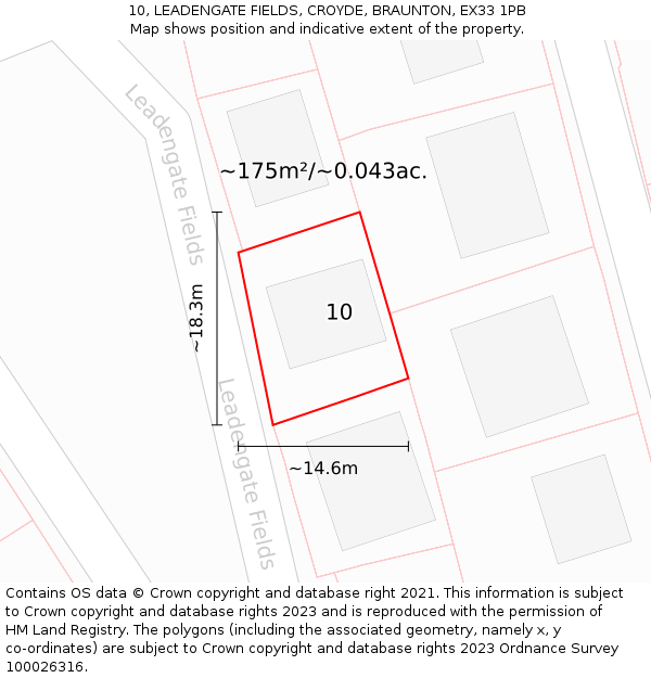 10, LEADENGATE FIELDS, CROYDE, BRAUNTON, EX33 1PB: Plot and title map