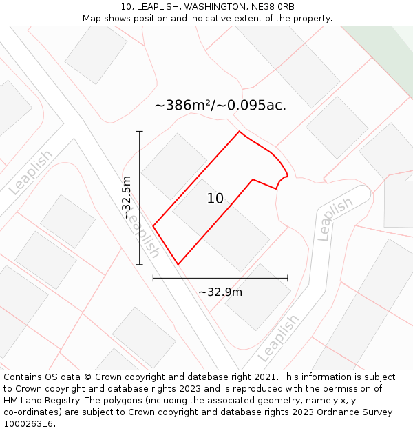 10, LEAPLISH, WASHINGTON, NE38 0RB: Plot and title map