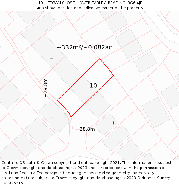 10, LEDRAN CLOSE, LOWER EARLEY, READING, RG6 4JF: Plot and title map