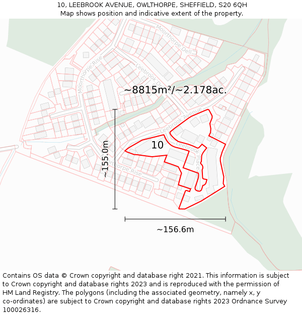 10, LEEBROOK AVENUE, OWLTHORPE, SHEFFIELD, S20 6QH: Plot and title map