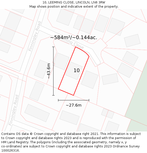 10, LEEMING CLOSE, LINCOLN, LN6 3RW: Plot and title map