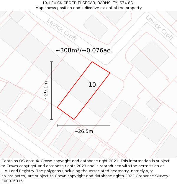10, LEVICK CROFT, ELSECAR, BARNSLEY, S74 8DL: Plot and title map
