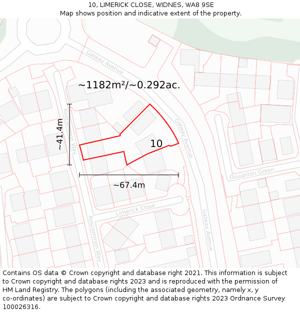 10, LIMERICK CLOSE, WIDNES, WA8 9SE: Plot and title map