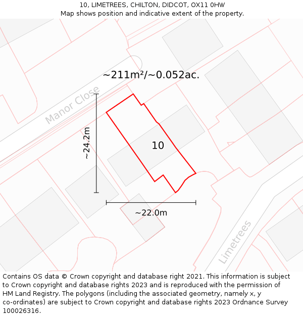 10, LIMETREES, CHILTON, DIDCOT, OX11 0HW: Plot and title map