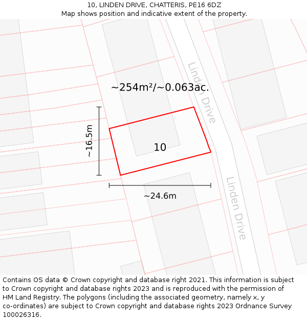 10, LINDEN DRIVE, CHATTERIS, PE16 6DZ: Plot and title map