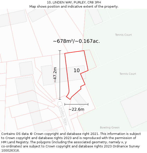 10, LINDEN WAY, PURLEY, CR8 3PH: Plot and title map