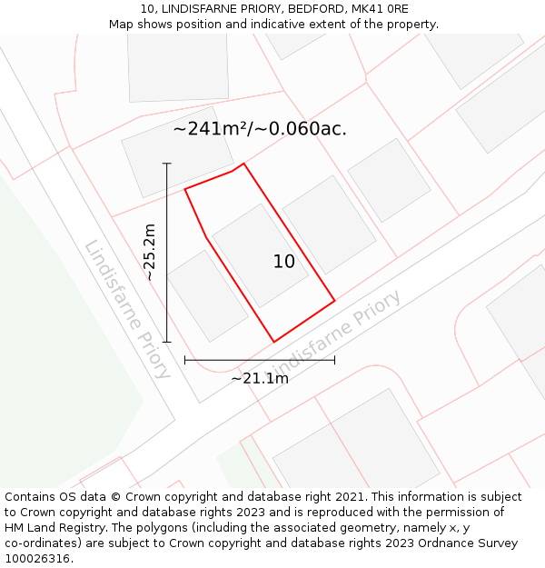 10, LINDISFARNE PRIORY, BEDFORD, MK41 0RE: Plot and title map