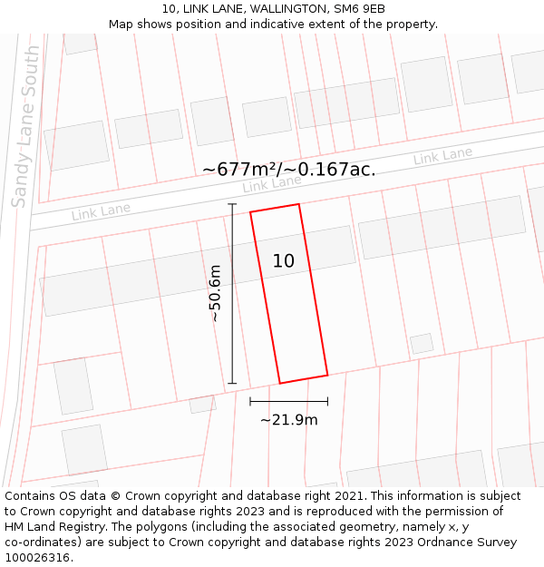 10, LINK LANE, WALLINGTON, SM6 9EB: Plot and title map