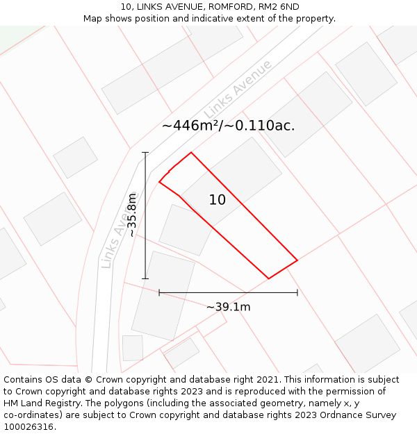 10, LINKS AVENUE, ROMFORD, RM2 6ND: Plot and title map