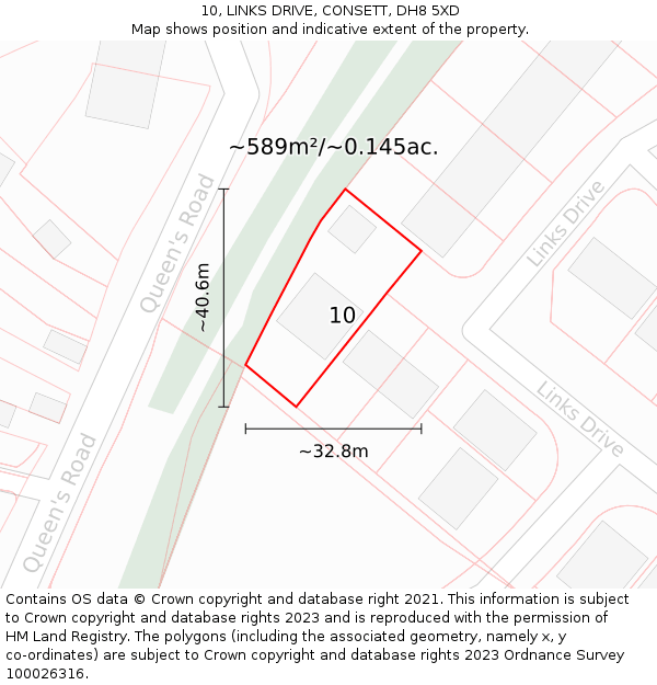 10, LINKS DRIVE, CONSETT, DH8 5XD: Plot and title map