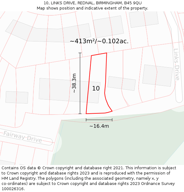10, LINKS DRIVE, REDNAL, BIRMINGHAM, B45 9QU: Plot and title map