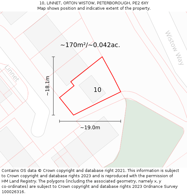10, LINNET, ORTON WISTOW, PETERBOROUGH, PE2 6XY: Plot and title map