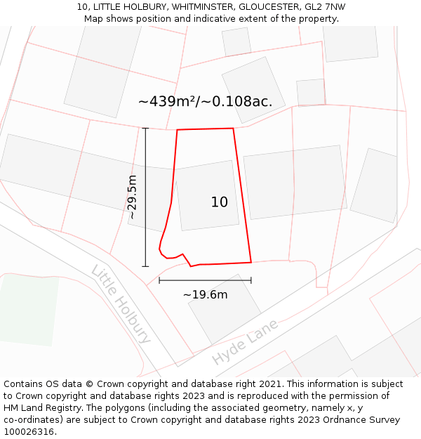 10, LITTLE HOLBURY, WHITMINSTER, GLOUCESTER, GL2 7NW: Plot and title map