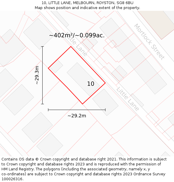 10, LITTLE LANE, MELBOURN, ROYSTON, SG8 6BU: Plot and title map