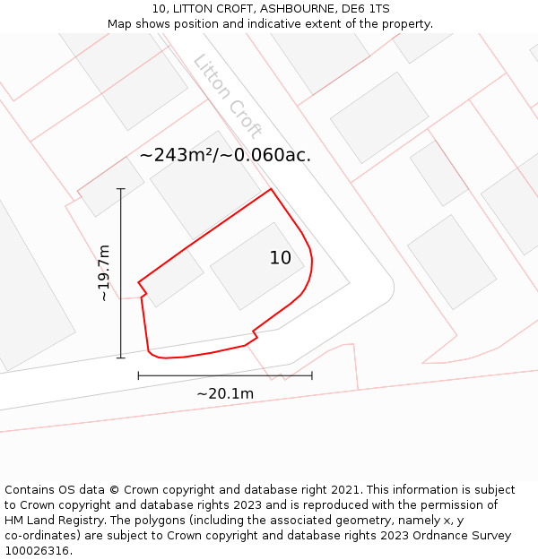 10, LITTON CROFT, ASHBOURNE, DE6 1TS: Plot and title map