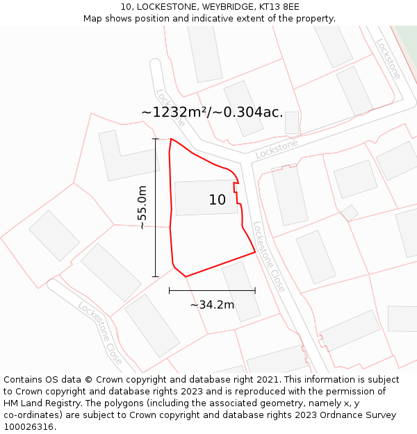 10, LOCKESTONE, WEYBRIDGE, KT13 8EE: Plot and title map