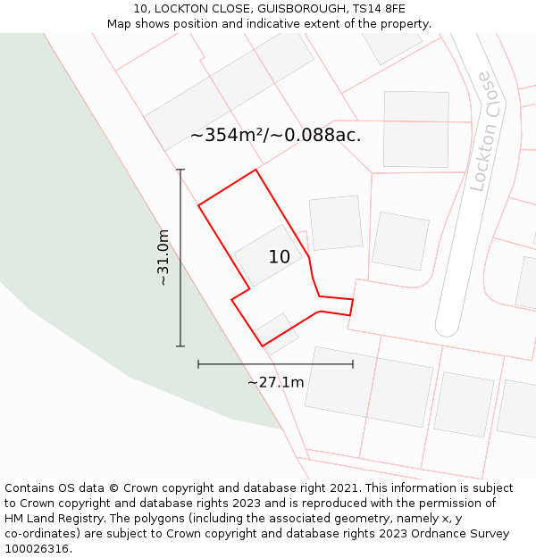 10, LOCKTON CLOSE, GUISBOROUGH, TS14 8FE: Plot and title map
