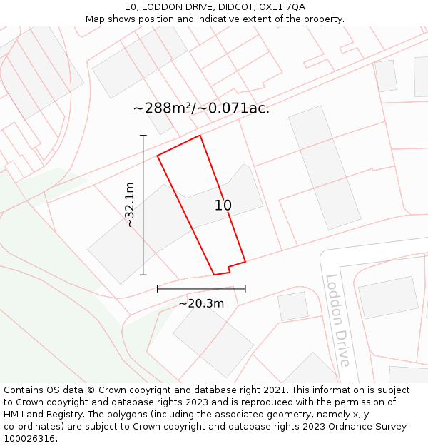 10, LODDON DRIVE, DIDCOT, OX11 7QA: Plot and title map