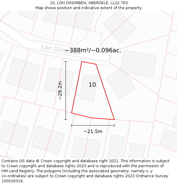 10, LON DINORBEN, ABERGELE, LL22 7ES: Plot and title map