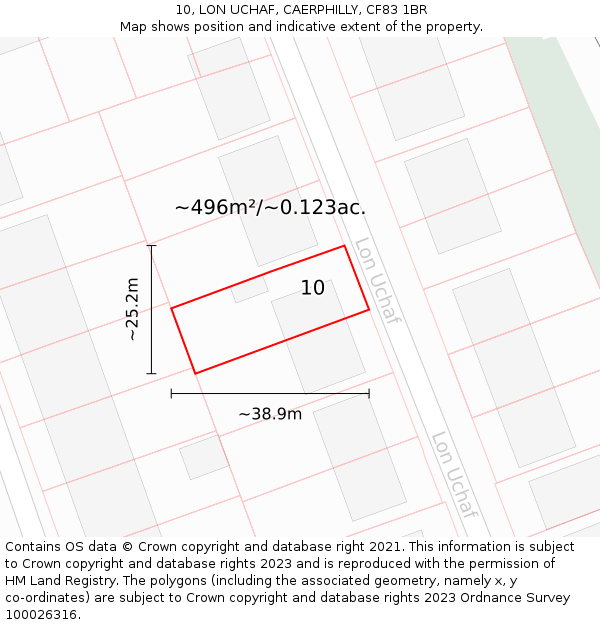 10, LON UCHAF, CAERPHILLY, CF83 1BR: Plot and title map