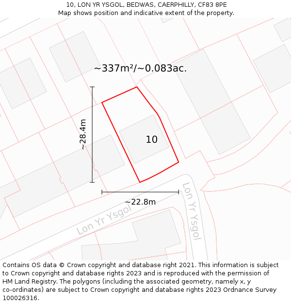 10, LON YR YSGOL, BEDWAS, CAERPHILLY, CF83 8PE: Plot and title map