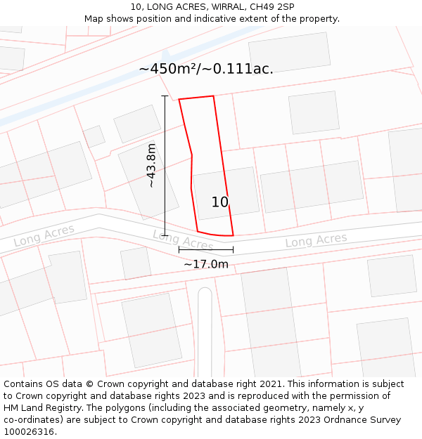 10, LONG ACRES, WIRRAL, CH49 2SP: Plot and title map