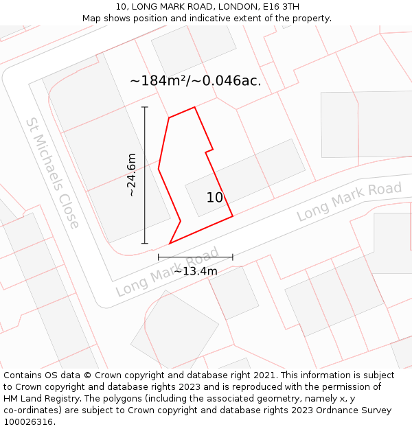 10, LONG MARK ROAD, LONDON, E16 3TH: Plot and title map