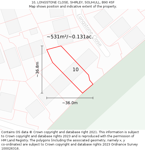 10, LONGSTONE CLOSE, SHIRLEY, SOLIHULL, B90 4SF: Plot and title map