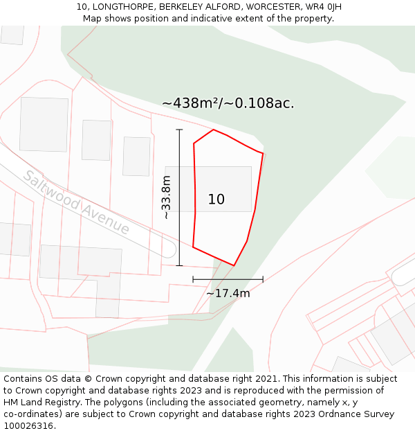 10, LONGTHORPE, BERKELEY ALFORD, WORCESTER, WR4 0JH: Plot and title map