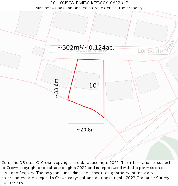 10, LONSCALE VIEW, KESWICK, CA12 4LP: Plot and title map