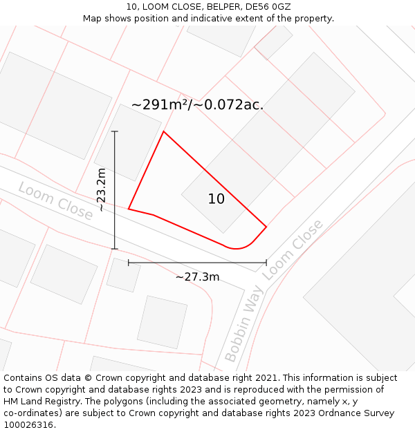 10, LOOM CLOSE, BELPER, DE56 0GZ: Plot and title map