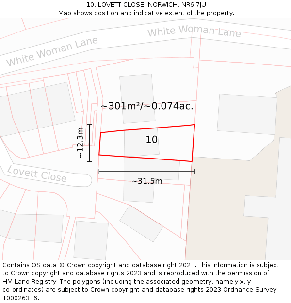 10, LOVETT CLOSE, NORWICH, NR6 7JU: Plot and title map