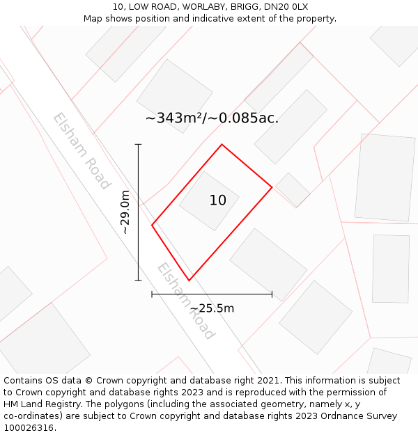 10, LOW ROAD, WORLABY, BRIGG, DN20 0LX: Plot and title map