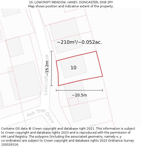 10, LOWCROFT MEADOW, HAXEY, DONCASTER, DN9 2PY: Plot and title map
