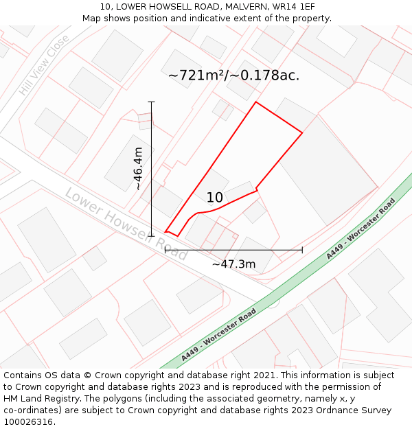 10, LOWER HOWSELL ROAD, MALVERN, WR14 1EF: Plot and title map