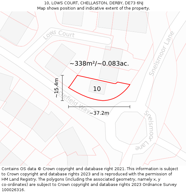 10, LOWS COURT, CHELLASTON, DERBY, DE73 6NJ: Plot and title map