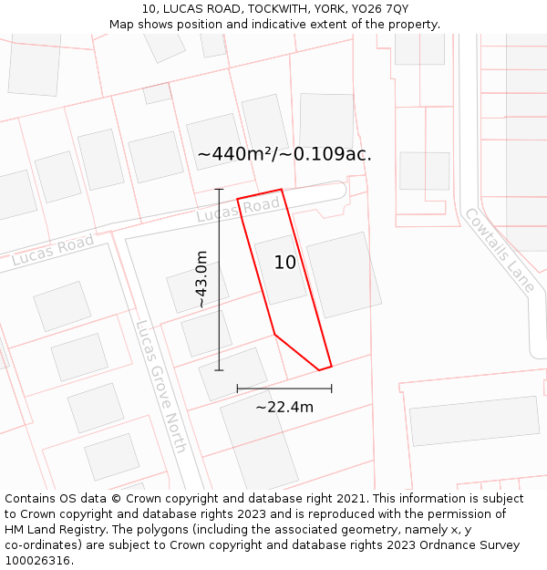 10, LUCAS ROAD, TOCKWITH, YORK, YO26 7QY: Plot and title map