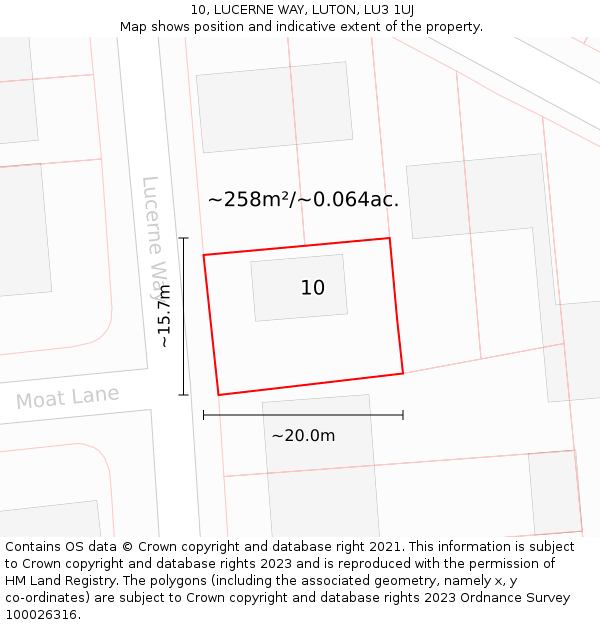 10, LUCERNE WAY, LUTON, LU3 1UJ: Plot and title map
