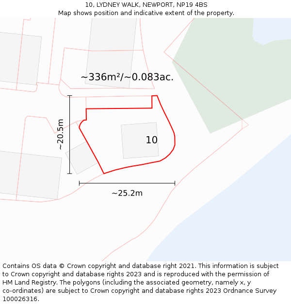 10, LYDNEY WALK, NEWPORT, NP19 4BS: Plot and title map