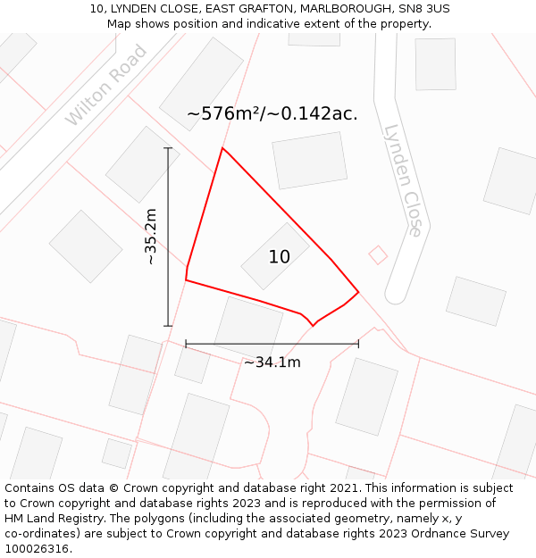 10, LYNDEN CLOSE, EAST GRAFTON, MARLBOROUGH, SN8 3US: Plot and title map
