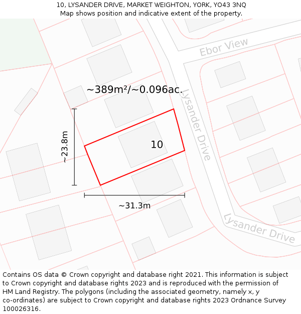 10, LYSANDER DRIVE, MARKET WEIGHTON, YORK, YO43 3NQ: Plot and title map