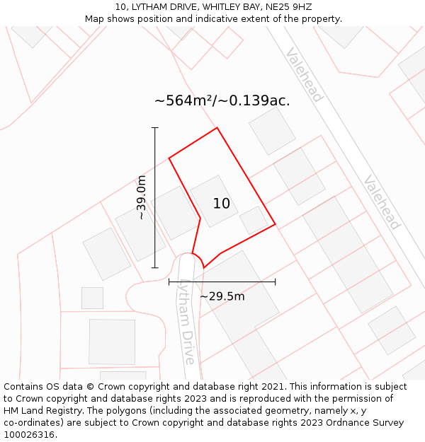 10, LYTHAM DRIVE, WHITLEY BAY, NE25 9HZ: Plot and title map
