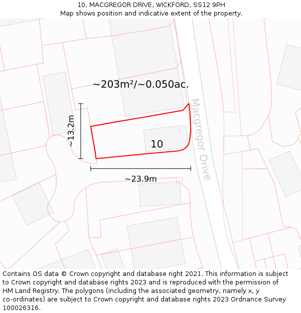 10, MACGREGOR DRIVE, WICKFORD, SS12 9PH: Plot and title map