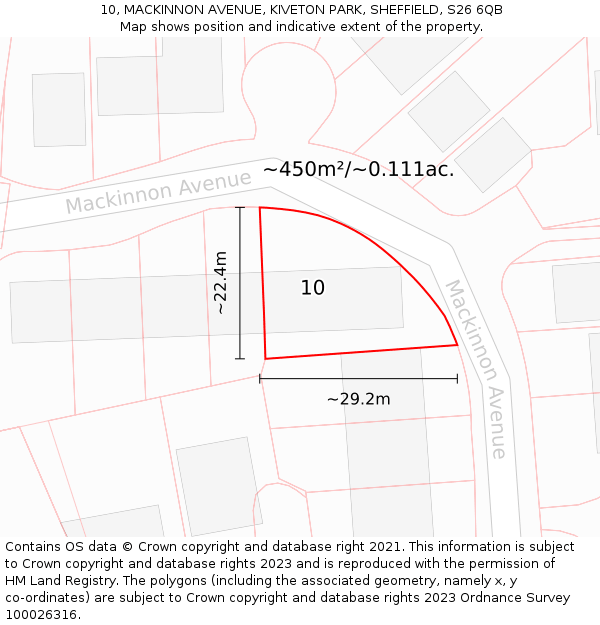 10, MACKINNON AVENUE, KIVETON PARK, SHEFFIELD, S26 6QB: Plot and title map