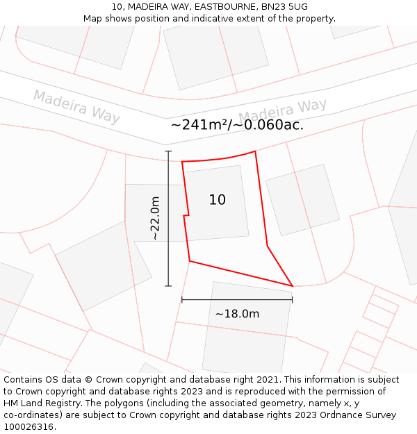 10, MADEIRA WAY, EASTBOURNE, BN23 5UG: Plot and title map