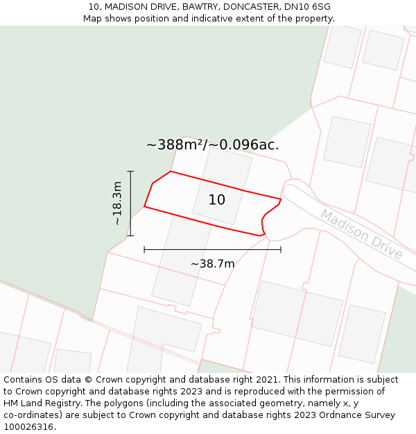 10, MADISON DRIVE, BAWTRY, DONCASTER, DN10 6SG: Plot and title map