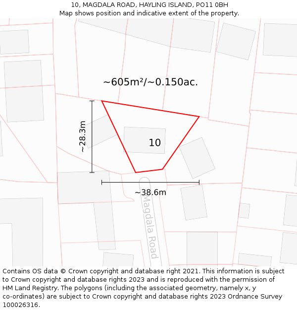 10, MAGDALA ROAD, HAYLING ISLAND, PO11 0BH: Plot and title map