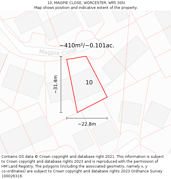 10, MAGPIE CLOSE, WORCESTER, WR5 3SN: Plot and title map